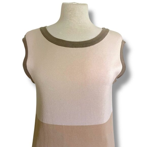 Weekend Max Mara Womens Dress Sz Medium Taupe Colorblock Cotton Knit Luxury - Picture 4 of 9